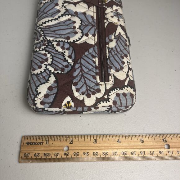 Vera Bradley Blooms Slate Wallet Hard Case Quilted Floral Blue Brown 8x5" - Picture 11 of 13